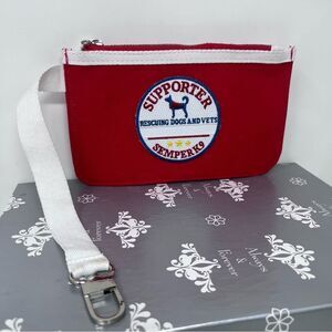 Red Canvas Semper K9 Supporter Patch Wristlet with White Strap